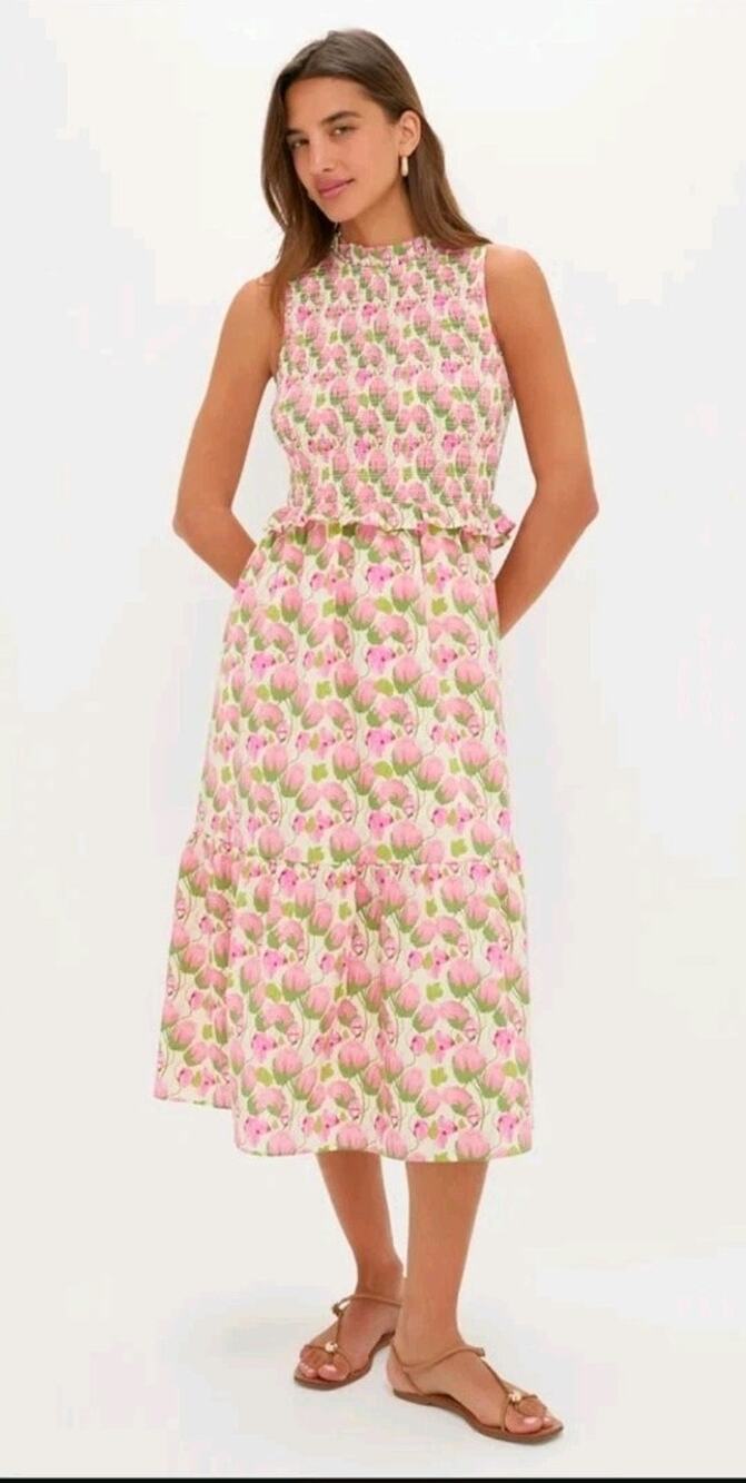 NWT Tuckernuck HYACINTH HOUSE Sweet Pea Floral Smocked Seaton Midi Dress S